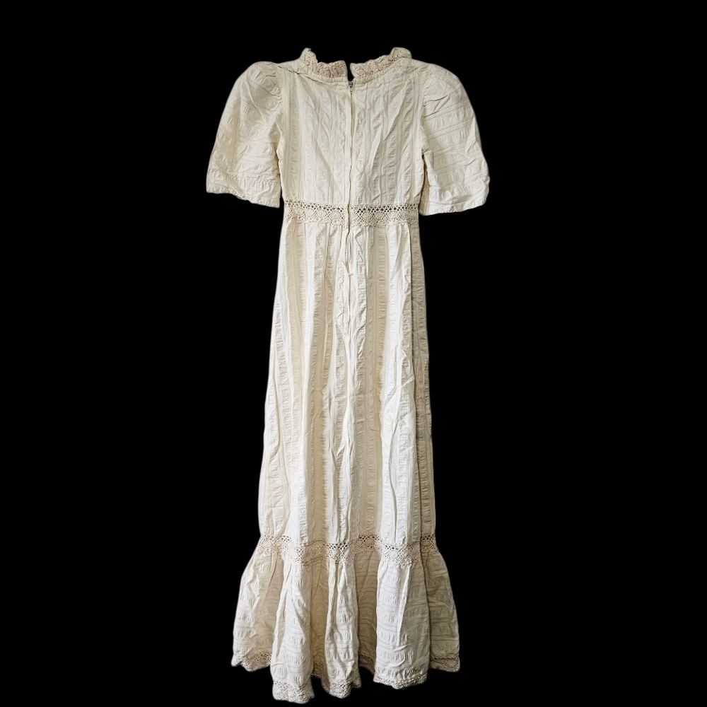 Vintage Algo Victorian Prairiecore Dress Size S Cream Lace Feminine Ivory - Picture 2 of 7
